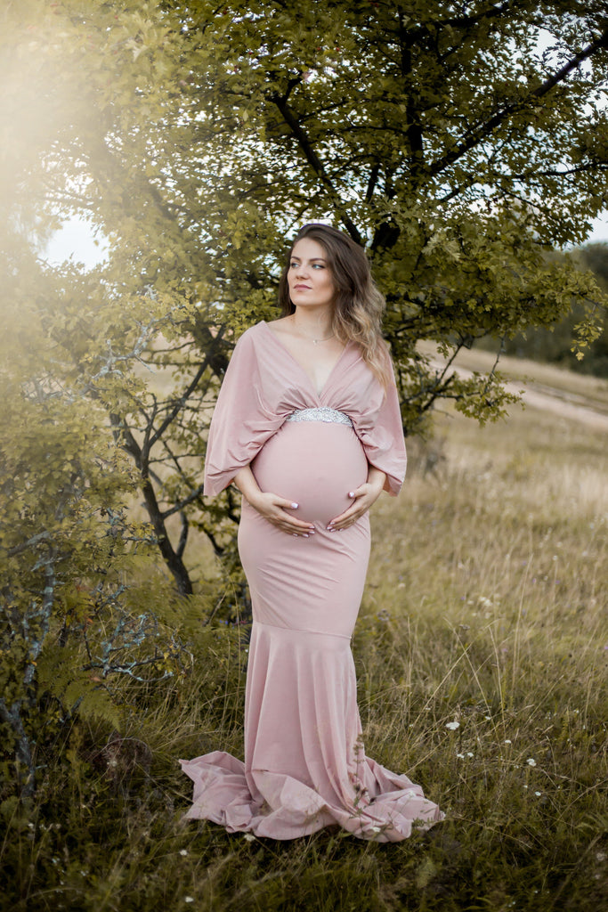 Marla Gown Maternity Dress Joyful Design. Nude ONE SIZE 